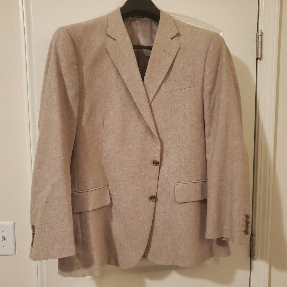 Men's tan/linen suit jacket, classic fit 46R